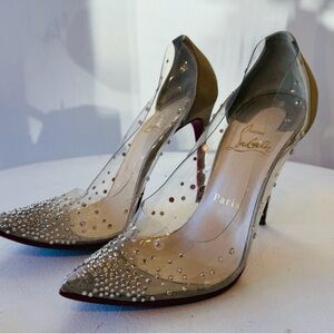 Christian Louboutin Authentic Clear and Silver Heels